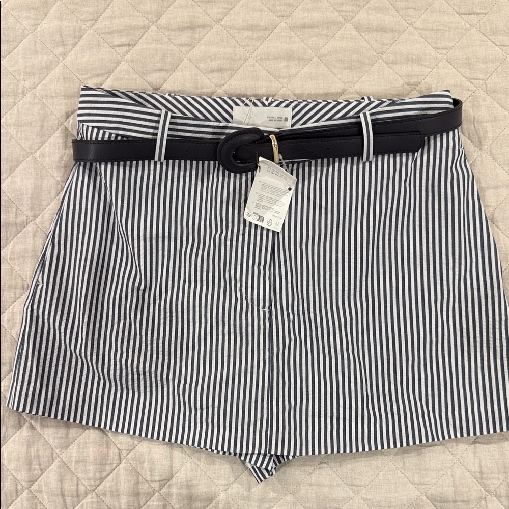 Zara Black and White Striped Shorts